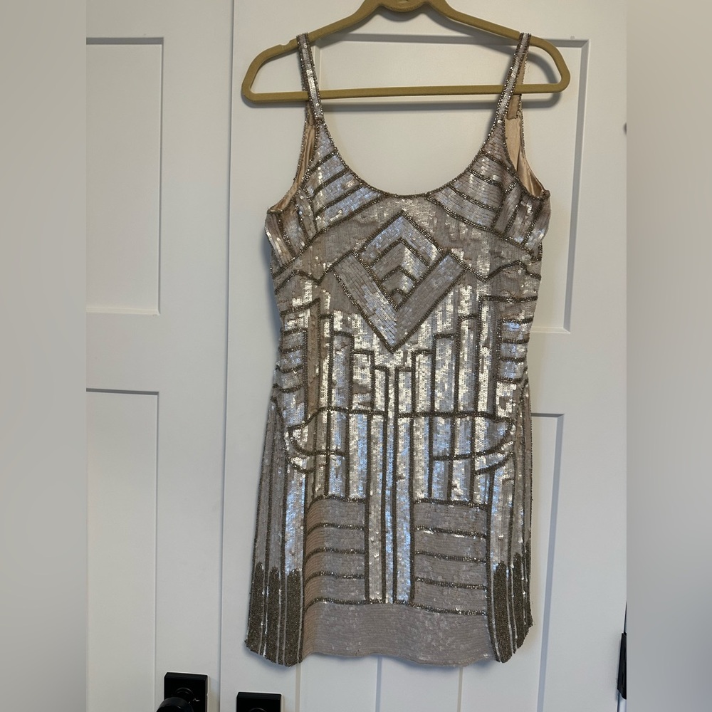 Parker Sequin and Beaded Cocktail Dress